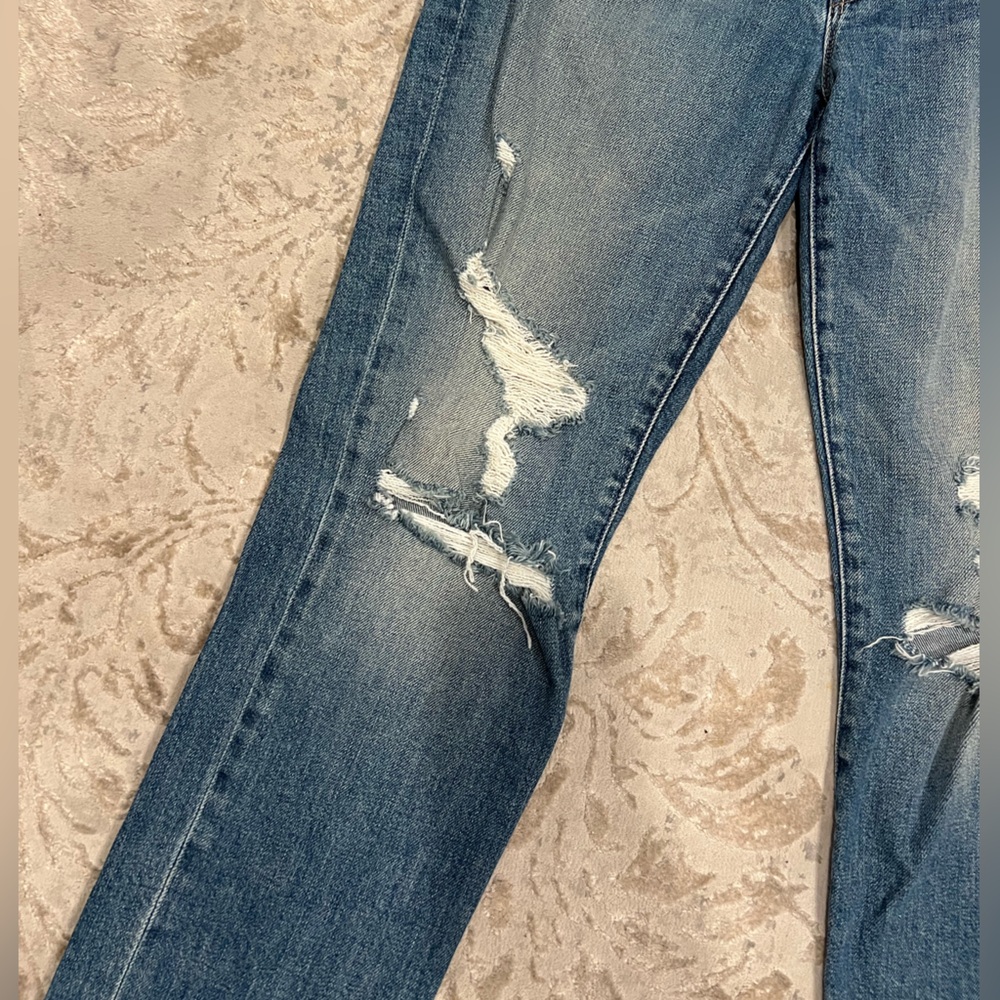 Mother the Trickster Skimp Fray in Thrill Seeker Distressed Denim Jeans 27 - Picture 7 of 15